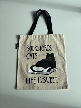 Out of Print Black Cat & Books Canvas Tote